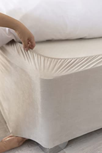 Belledorm Querbehang, 48,3 cm, Extra tief, Faltenvolant – verwandelt einen langweilig aussehenden Diwan – luxuriöses Velourslederimitat, leinen, Einzelbett