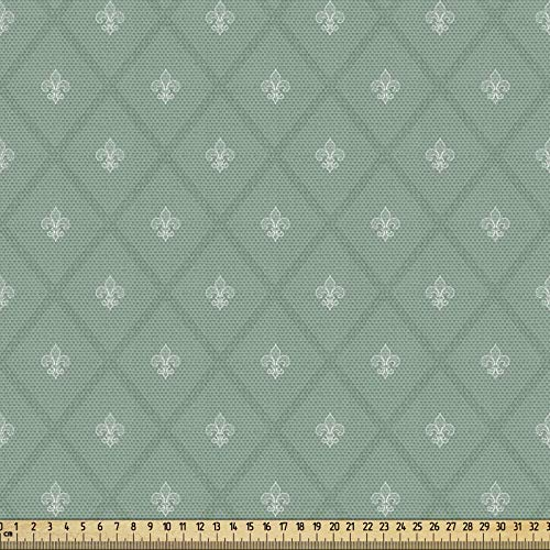 ABAKUHAUS Fleur De Lis Gewebe als Meterware, Retro königliche Lilien, Dicht Gewebter Stoff zum Nähen Polster Wohnaccessoires, 3M (148x300cm), Reseda Grün