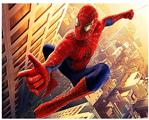 Full Drill Diamond Painting Spiderman nach Zahlen-Set, 5D DIY Diamant Stickerei Kristall Strass Kreuzstich Mosaik Gemälde Kunsthandwerk für Home Wall Decor 30,5 x 40,6 cm