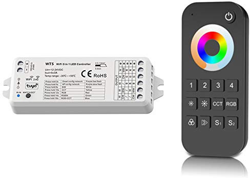 LEDUX WiFi & Funk 5 in1 LED Controller für einfarbige, RGB, RGB+W, CCT, RGB+CCT Leuchten, Lichtstreifen und mehr (RGB+CCT/Fernbedienung 4xZonen)