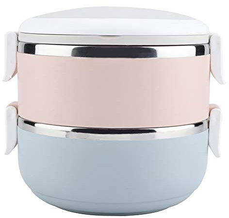 Fictory Thermal Lunch Box, Edelstahl Lunchbox, Tragbarer Edelstahl Thermal Lunch Box Behälter Bento Box Lebensmittelbehälter, Passend für studentische Büroangestellte(two layer-1400ml)