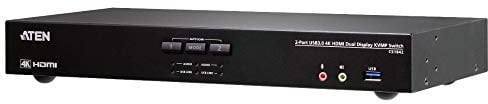 ATEN CS1842 2-Port True 4K HDMI Dual-View KVM Switch mit Audio & USB 3.0Hub, schwarz
