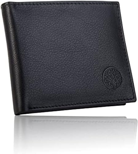 Betlewski® Herren Leder Geldbörse OPTIMAL aus echtem Ziegenleder | RFID Secure Schutz | Geschenk für Ihn | Farbe: schwarz, sc schwarz, 9,5x11x1,8