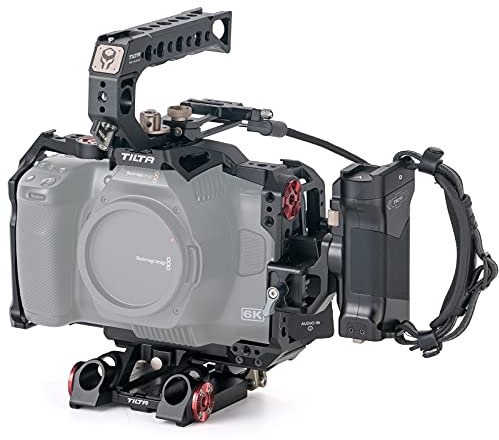 Tilta Full Camera Cage Compatible with BMPCC 6K Pro Movie Filmmaking Kit, with Camera Cage Top Handle, T5 SSD Drive Holder,Left Side Handle - Black TA-T11-A-B