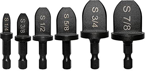 SeonFook 6 PCS Swaging Tool Drill Bit Set 1/4-Inch Hex Shank HVAC Tool Copper Pipe Flaring Bits Portable Tube Expander Drill Bit Repairing Kit (1/4'', 3/8'', 1/2'', 5/8'', 3/4'', 7/8'')