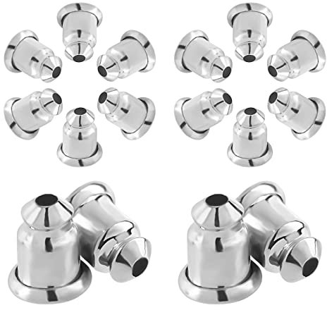 CREATCABIN 1 Caja 8 Pares de Pendientes con Cierre de Bala para Tachuelas Tuercas de Oreja Seguras Reemplazos Hipoalergénicos con Seguridad para Pendientes Perforados Platino