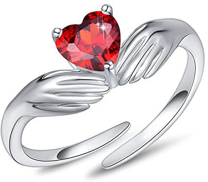 FOREVER QUEEN Umarmungsring aus 925er Sterlingsilber für Frauen Verstellbarer Januar-Geburtssteinring für Frauen…