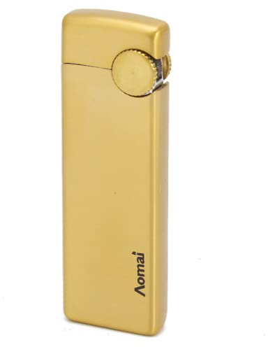 (Verkauft ohne Gas) Retro-Metall-Feuerzeug, klassisches Design, ultradünn, verstellbare Flamme, Geschenk (Gold)