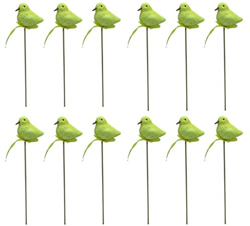 Blumen-Stecker Glitzer Vogel gelb 6 x 25cm 12 Stück Dekostecker Gartenstecker Bird Deko