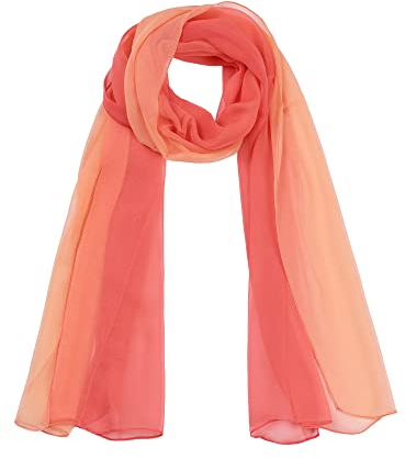 uxcell Langer Chiffon-Schal für Hochzeit, seidiger Farbverlauf, Party, Frühling, Sommer, Strand, Wrap für Frauen, Dunkles Hellrot, 160 cmx50 cm