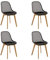 Baroni Home Moderner Stuhl mit Holzbeinen, ergonomischer Bürostuhl mit geschnitzter Textur, Esszimmerstuhl max. 130 kg, 48x43x84 cm, Schwarz, 4 Stücke
