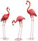Flamingo Garten Statuen und Skulpturen, Metall Vögel Yard Art Outdoor Statue, Satz von 3 großen rosa Flamingo Rasen Ornamente für Haus, Innenhof, Hinterhof (Groß)