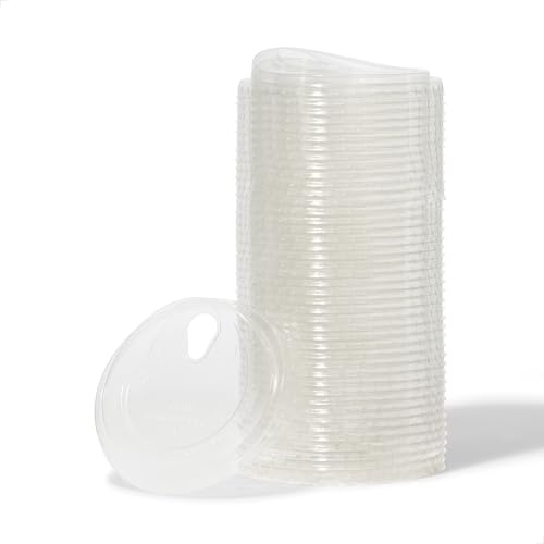 TOSSWARE NATURAL Flat Sip Lid Set of 50 - Plant Based 96mm Lids for Cold Cups - Plastic Alternative Straw Lid - Clear - Only Compatible With TOSSWARE NATURAL 10, 12, 16, 20 & 24oz Cups