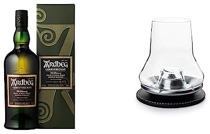 Ardbeg Islay Corryvreckan Single Malt Whisky 700 ml & PEUGEOT- Coffret Dégustation Whisky - Verre à Whisky + Socle Rafraîchissant + Sous-Verre - Idée Cadeau Whisky, Armagnac, Cognac