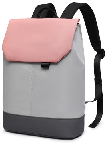 HYZUO Rucksack Damen Modern Elegant Wasserdicht Leichter Mode Daypack Frauen Mädchen Stilvolle Uni Schultasche Arbeit Reise Lässig Tagesrucksack mit Laptopfach für 13 Zoll MacBook Pro/Air, Rosa-Grau