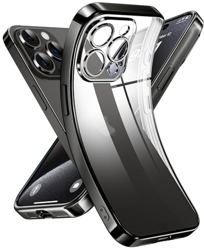 Supdeal Crystal Clear Hülle für iPhone 15 Pro, Niemals gelb mit Kameraschutz, Silikon Durchsichtig Handyhülle Weicher Passform, Ultra Dünn und Leicht Case Cover, 6,1 Zoll, Schwarz