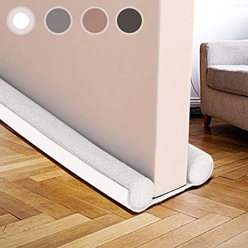 Draft Excluder for Doors,Double Sided Draught Excluder for Bottom of Door 96CM,Energy Saving Internal Door Draft Stopper Door Gap Blocker Under Door Seal,PureWhite