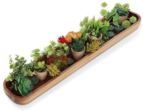 Creekview Home Emporium Dough Bowl for Decor - 30 Inch Long Wooden Tray Baguette Trough - Acacia Wood Decorative Oblong Centerpiece Boat - Rustic Primitive Farmhouse Amish Fruit Bowl for Long Table