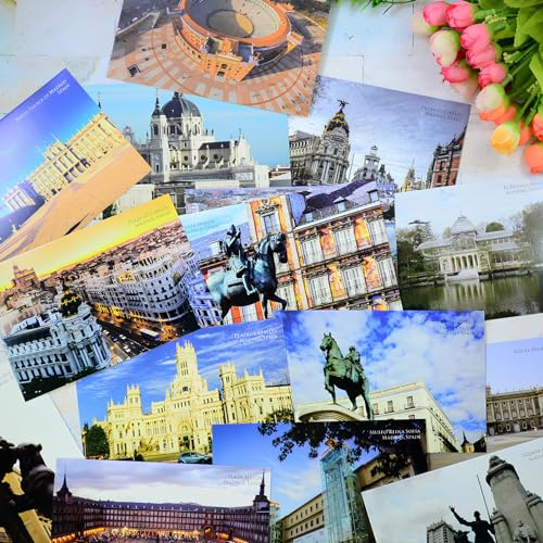 WATSKY 15 spanische Madrid Vintage Postkarten, europäische Reisepostkarten aus der ganzen Welt, verwendet für Versand, Schreibwaren, Weihnachten, Urlaub, Geburtstag