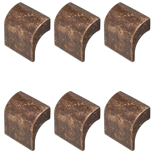 Decoranddecor Amory Curved Square Knob Pull Handle for Cupboard Cabinet - Zinc 32mm Hole Centre (Antique Copper, 6 Pack)