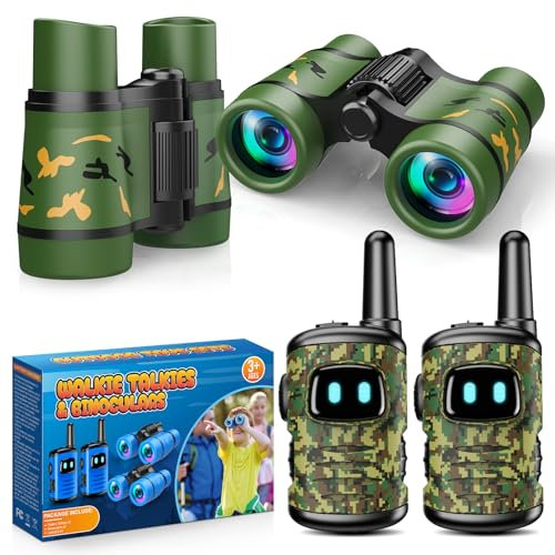 Walkie Talkies for Kids - Binoculars Gifts for 3-9 Year Olds, Outdoor Toys for Boys & Girls