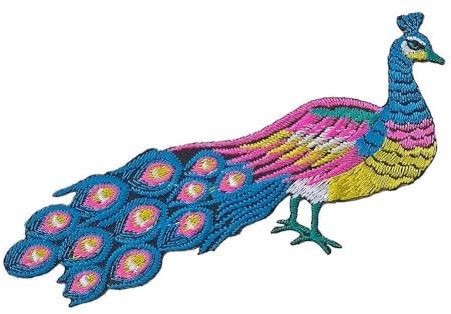 Pfauen-Stickerei für Kleidungszubehör, Jacken, Hüte, Westen und mehr