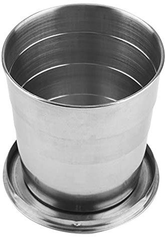 Changor Tasse Pliante Pliable, Petite Tasse Télescopique en Métal, Coupe de Voyage Légèr, Signes de Mesure pour Sac à Dos/randonnée pour Voyage Camping,250ml(Gobelet à quatre sections)