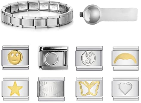 Geaanen Italian Charm Bracelet Set 8 Italian Charm Bracelet Charms Itali-an Char-m Bracele-t Ita-lian Style Charms für Damen Ita-lian Charms Itali-an Brace-let Italia-n Char-m mit 1 Öffnungswerkzeugen