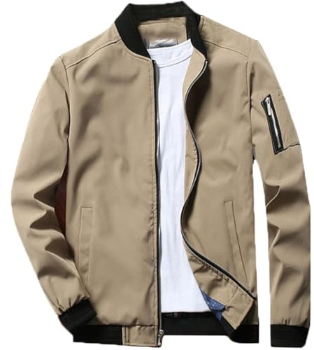 FTCayanz Herren Übergangsjacke Bomberjacke Leichte Blouson Jacke Sommer Stehkragen Windbreaker Jacken