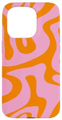 Hülle für iPhone 15 Pro Rosa und Orange Liquid Swirl Abstraktes ästhetisches Muster