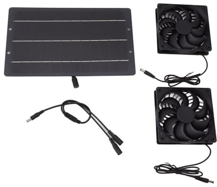 QANYEGN Kit de ventilador de Panel Solar de 10W, ventilador de escape doble Solar montado en la pared, ventilador de ventilación de refrigeración Solar para gallinero, cobertizo, casa de