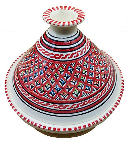 La Maison Unique: Mini Tajine Décoratif en Céramique Blanche Peinte à la Main - Pièce Unique d'Artisanat Tunisien 1003211101