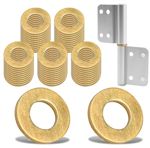 Lot de 50 rondelles plates en laiton M6, 12 x 1 mm, pour portes de chambre, charnières de porte, anneaux de montage, pour soulever des portes