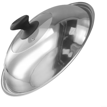 Couvercle élégant et pratique pour wok en acier inoxydable, protège contre les déversements (36 cm)