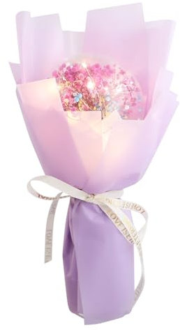 PRETYZOOM 1 Bobo palla piena di stelle palloncini rosa mazzo di fiori illuminato bouquet di fiori luminosi fiore bouquet di fiori secchi illuminare i palloncini Carta Viola,porpora
