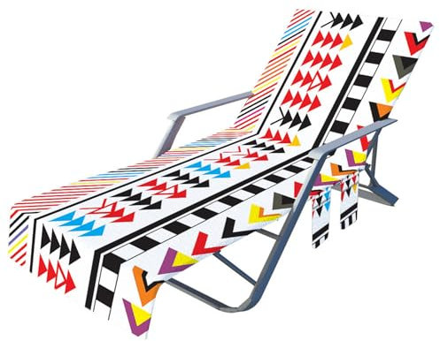 Muiuou Schonbezug Liegestuhlauflage, Schonbezug für Gartenliege Sommer, Strandliegenauflage mit Taschen, Mikrofaser Sporthandtuch für Strandliegen Liegestuhl (75x210cm,Stil 3)