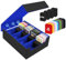 Karten Box für 2800+ Karten,Sammelkarten Box mit 10 Kartenteiler,Sammelkarten-Aufbewahrungsboxen PU Leder Commander Gathering Deck Box Karten Aufbewahrungsbox für MTG,TCG,Sportkarten (Schwarz & Blau)