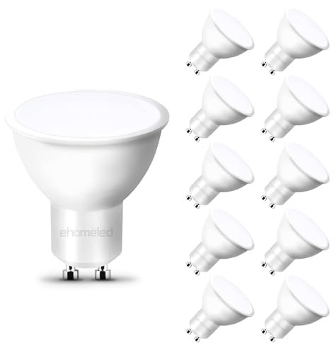 ehomeled GU10 LED Glühbirne Leuchtmittel Kaltweiß(6500K), 470 Lumen, ersetzt 50W Halogenlampe, energiesparend, 120° Flutlicht, ideal für Wohnzimmer, Küche & Flur, nicht dimmbar, 10er-Pack