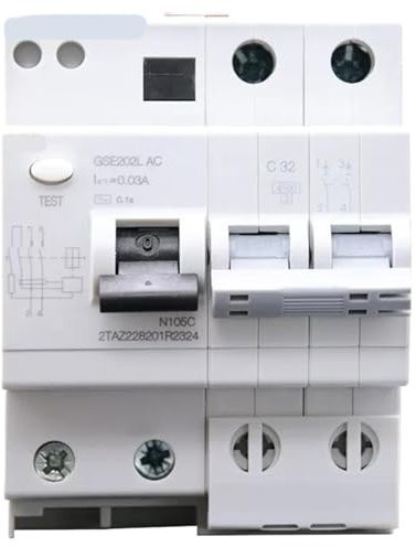 KTMBOHU Disjoncteur de Fuite GSE200, Interrupteur de Fuite, série GSE200 1P 2P 4P 10A 20A 40A, disjoncteur de Protection Contre Les fuites vides for la Maison(2P,20A)