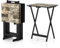 COSTWAY Folding Tables Set of 4, Faux Marble TV Dinner Tray Tables with Storage Rack and Carrying Handle, Portable Small Sofa Side Table Laptop Coffee Snack Tables for Indoor Outdoor, 48x40x67cm