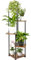 TTL HOME Étagère à plantes Tower avec roulettes 5 étages – Étagère à fleurs 112 cm de haut pour salon – Support design en bois de chêne et métal noir – Escalier à fleurs & étagère intérieure