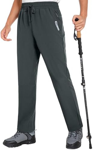 Holure Men's Hiking Pants Lightweight Water Resistant Sweatpants Inseam 30'' Outdoor Trekking Trousers with Zipper Pockets Iron-Grey 09-S