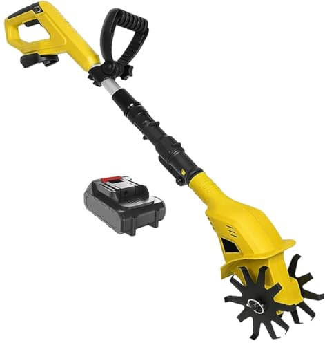 GAYAYAS Motocoltivatore a Batteria, motocoltivatore Elettrico Leggero, velocità 250 Giri/min, Manico Regolabile da 97-127 cm per Giardinaggio, Coltivazione del Terreno