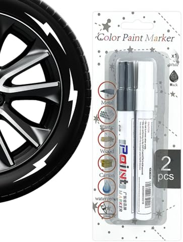 Kustimantu Tyre Marker, Tyre Paint Pen, Portable Car Paint Pen Set, Quick-Drying Automotive Primer, Multifunctional Vehicle Painting Repair Tool for Water, Dirt