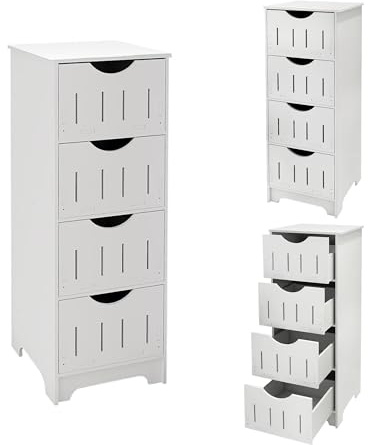 XUANYU Blanc 5 Niveaux Petit Meuble Colonne de Toilette, Support pour Papiers Toilettes, Petit Colonne Armoire de Salle de Bain, Meuble de Rangement pour Toilettes/Salle de Bain/Salon (30*30*82 cm)