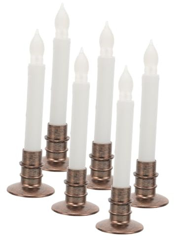 NUOBESTY 6Stücke Wiederverwendbare Flammenlose Kerzenlichter mit Langem Stab und Sockel Batteriebetriebene für Dekoration und Langlebig für Feiertage