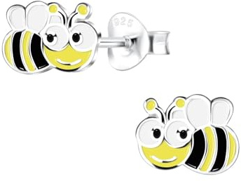 Monkimau Mädchen Ohrringe Biene | Ohrstecker aus 925 Sterling Silber | Kinderohrringe hypoallergen