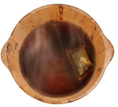 CHFUNE Holz-Fußbecken, 36.5 * 18cm olz-Fußwanne Eimer Pediküre-Fass Fußmassagegerät Fuß-Spa- Für Fußbad Massage Spa Sauna Einweichen Pediküre-Massagegerät Wanne Hellbraun