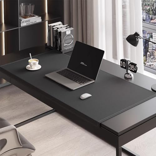 Schreibtischunterlage mit Kantenschutz, große Büro-PU-Leder-Tischmatte für Büro, Zuhause, Arbeit, Studium, Tippen, wasserdichte, schmutzabweisende Maus- und Tastaturmatte (Schwarz, 60x40cm)