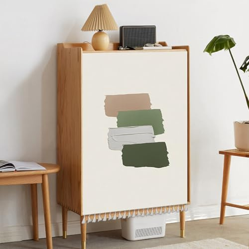 Highdi Rideau Armoire Cuisine Courts, Meuble Rideau Placard Anti Poussière Auto-Adhésif sans Perçage pour sous Evier, Cuisine Porte de Placard, Armoire, Peinture (4 étapes pour Dessiner,90x100cm)